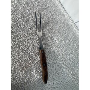 Interpur Japan VTG Meat Carving‎ Fork Stainless Steel Wood Handle Heavy Duty